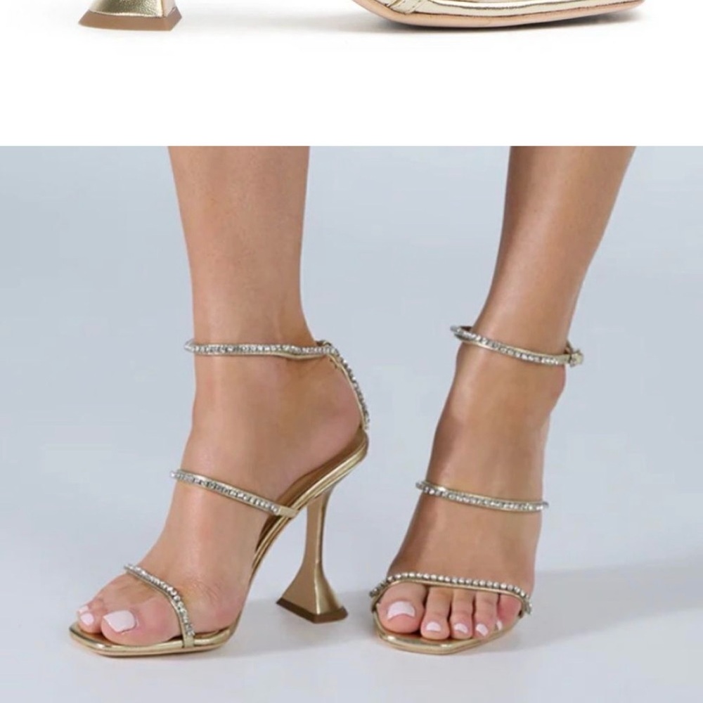 Tony Bianco Metallic Gold / rhinestone Strappy Heels